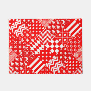 Design des Patchwork-Designs für Red White Mixed P Fußmatte