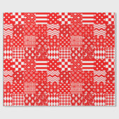 Design des Patchwork-Designs für Red White Mixed P Geschenkpapier (Flach)