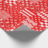 Design des Patchwork-Designs für Red White Mixed P Geschenkpapier (Ecke)