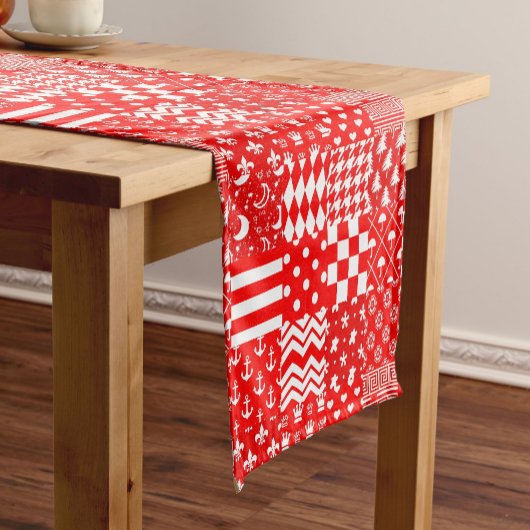 Design des Patchwork-Designs für Red White Mixed P Kurzer Tischläufer