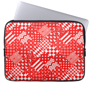 Design des Patchwork-Designs für Red White Mixed P Laptopschutzhülle