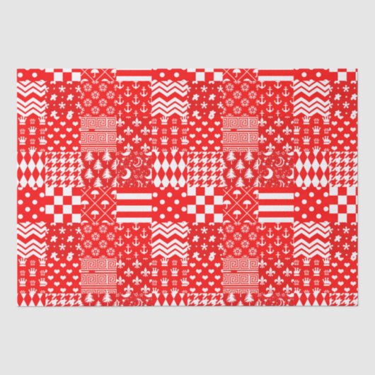 Design des Patchwork-Designs für Red White Mixed P Seidenpapier (Vorderseite)