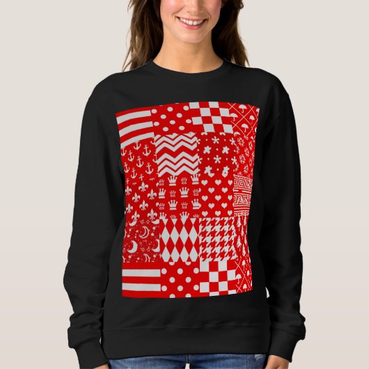 Design des Patchwork-Designs für Red White Mixed P Sweatshirt (Vorderseite)