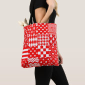 Design des Patchwork-Designs für Red White Mixed P Tasche (Von Nahem)