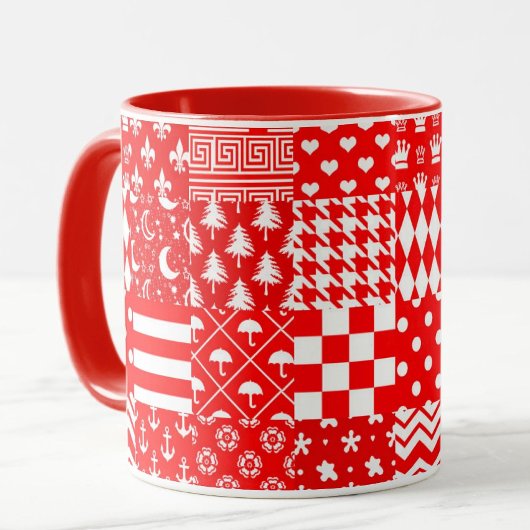 Design des Patchwork-Designs für Red White Mixed P Tasse