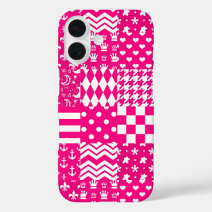 Design des Patchwork-Designs in rosa, gemischten M iPhone 16 Hülle