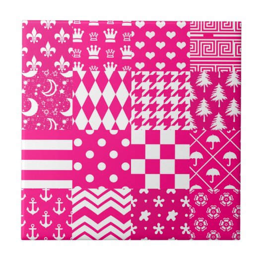 Design des Patchwork-Designs in rosa, gemischten M Fliese (Vorderseite)