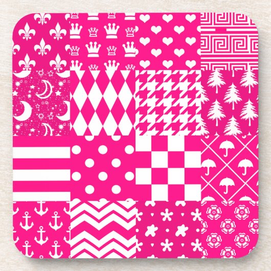 Design des Patchwork-Designs in rosa, gemischten M Getränkeuntersetzer (Vorderseite)
