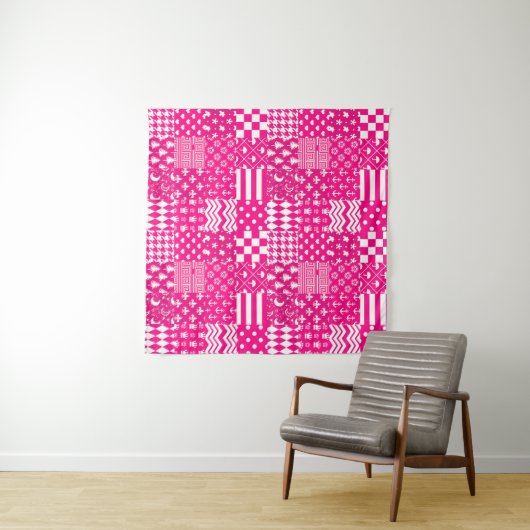 Design des Patchwork-Designs in rosa, gemischten M Wandteppich (Beispiel (Horizontal))