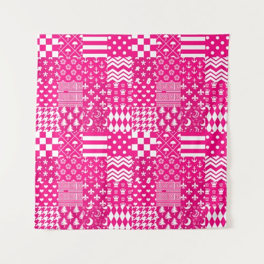 Design des Patchwork-Designs in rosa, gemischten M Wandteppich (Vorderseite)