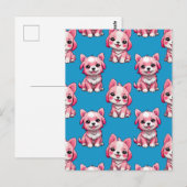 Design des Pink Puppy Docks - Blau Postkarte (Vorne/Hinten)