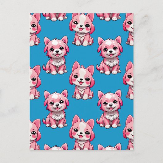 Design des Pink Puppy Docks - Blau Postkarte (Vorderseite)