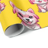 Design des Pink Puppy Docks - Gelb Geschenkpapier (Rolleneckpunkt)