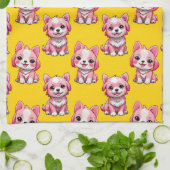 Design des Pink Puppy Docks - Gelb Geschirrtuch (Gefaltet)