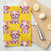 Design des Pink Puppy Docks - Gelb Geschirrtuch (Viertel Falte)