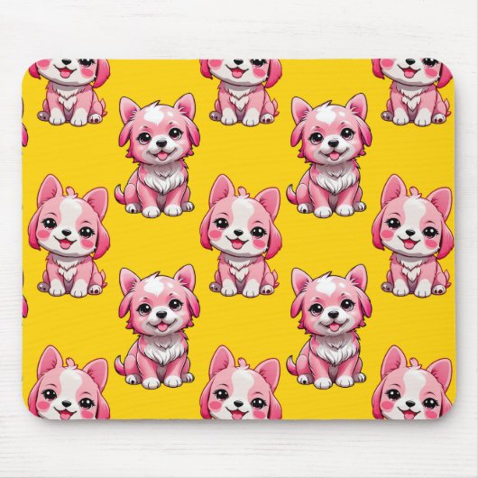 Design des Pink Puppy Docks - Gelb Mousepad (Vorne)