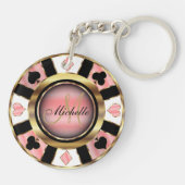 Design des Pokers für Gold und Rose - Monogramm Schlüsselanhänger (Rückseite)