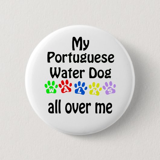 Design des portugiesischen Wasserhundes Button (Vorderseite)