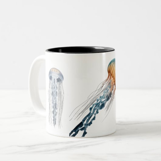Design des Quallencup-Designs Zweifarbige Tasse (Vorderseite Links)