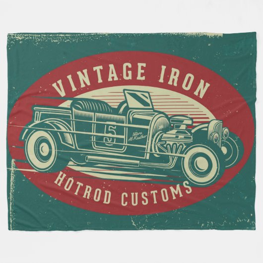 Design des Retro-Autos Fleecedecke (Vorderseite (Horizontal))