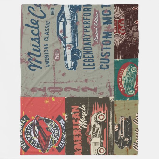 Design des Retro-Autos Fleecedecke (Vorderseite)