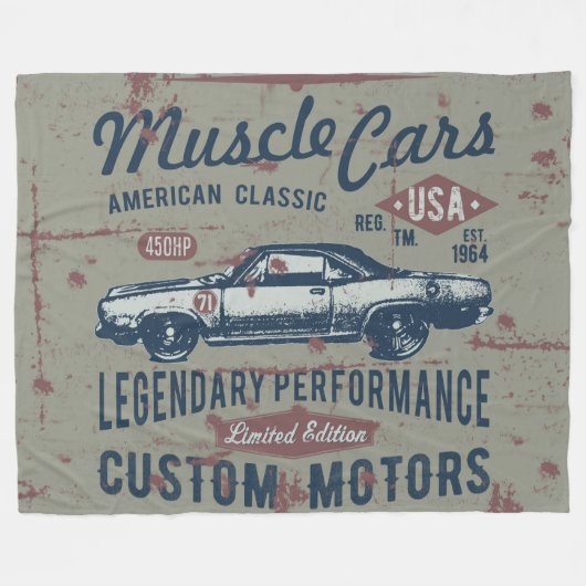 Design des Retro-Autos Fleecedecke (Vorderseite (Horizontal))