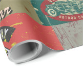 Design des Retro-Autos Geschenkpapier (Rolleneckpunkt)