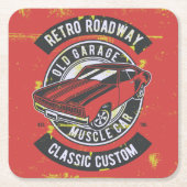 Design des Retro-Autos Rechteckiger Pappuntersetzer (Vorderseite)