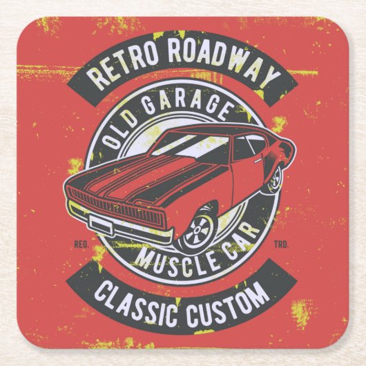 Design des Retro-Autos Rechteckiger Pappuntersetzer (Vorderseite)