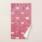 Design des rosa Herz-Glitzer-Designs Badhandtuch Set (Handtuch)