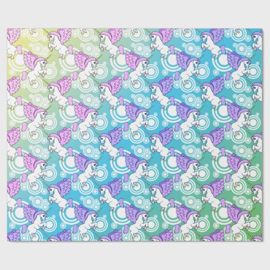 Design des rosa und weißen Einhornmusters Geschenkpapier (Flach)