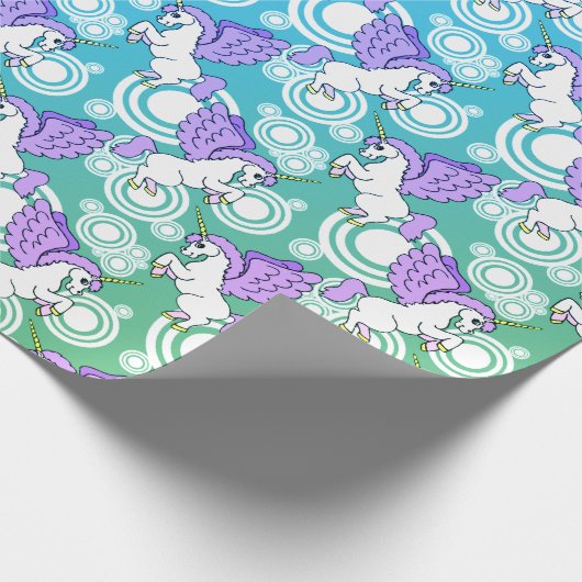 Design des rosa und weißen Einhornmusters Geschenkpapier (Ecke)