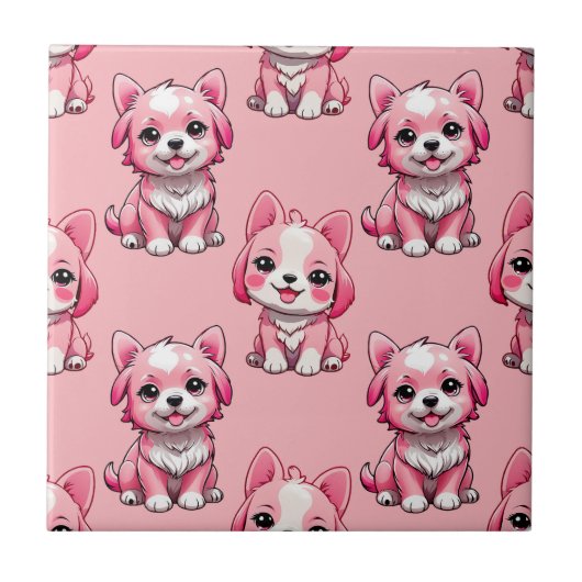 Design des rosa Welpen-Hundes - Rosa Fliese (Vorderseite)