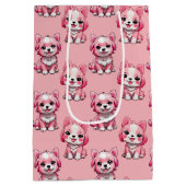 Design des rosa Welpen-Hundes - Rosa Mittlere Geschenktüte (Rückseite)