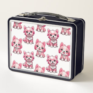Design des rosa Welpen-Hundes - weiß Metall Brotdose