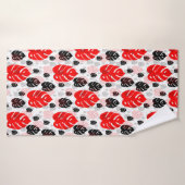Design des roten schwarzen Leaf-Illustrationsmuste Badehandtuch (Badehandtuch)