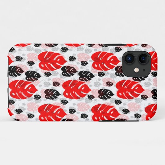 Design des roten schwarzen Leaf-Illustrationsmuste Case-Mate iPhone Hülle (Rückseite (Horizontal))
