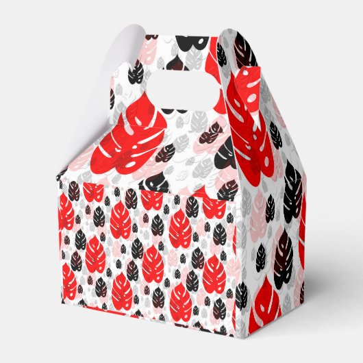 Design des roten schwarzen Leaf-Illustrationsmuste Geschenkschachtel (Rückseite)