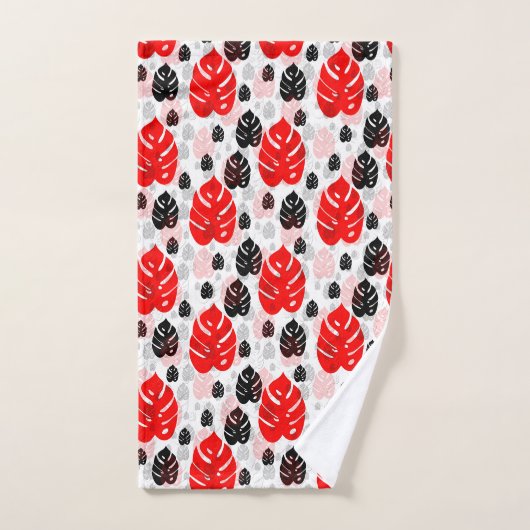Design des roten schwarzen Leaf-Illustrationsmuste Handtuch (Handtuch)