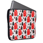 Design des roten schwarzen Leaf-Illustrationsmuste Laptopschutzhülle (Vorne Rechts)