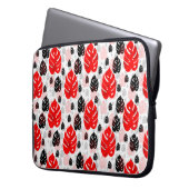 Design des roten schwarzen Leaf-Illustrationsmuste Laptopschutzhülle (Vorderseite Links)