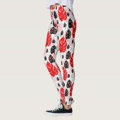 Design des roten schwarzen Leaf-Illustrationsmuste Leggings (Links)