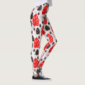 Design des roten schwarzen Leaf-Illustrationsmuste Leggings (Rechts)