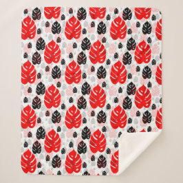Design des roten schwarzen Leaf-Illustrationsmuste Sherpadecke