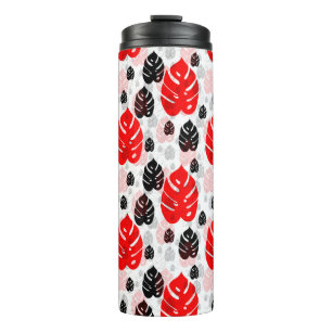 Design des roten schwarzen Leaf-Illustrationsmuste Thermosbecher