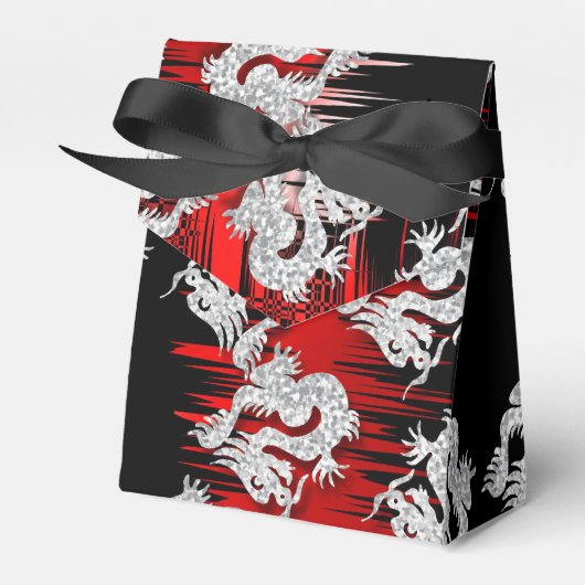 Design des roten und schwarzen chinesischen Drache Geschenkschachtel (Vorderseite)