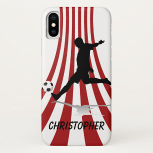 Design des Roten und Weißen Fußballspielers iPhone X Hülle