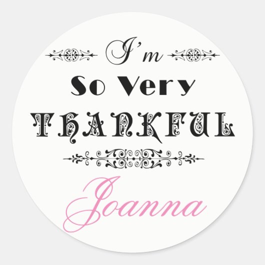 Design des schwarzen Texts - Vielen Dank Runder Aufkleber (Vorderseite)