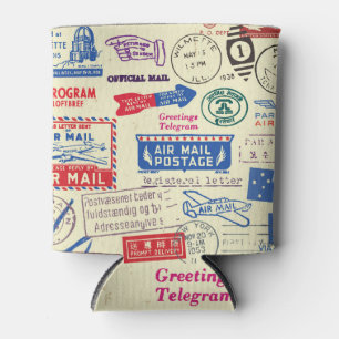 Design des Set für die Vintage Briefmarke. Dosenkühler