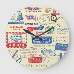 Design des Set für die Vintage Briefmarke. Große Wanduhr